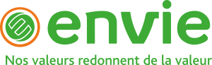 Logo d'Envie acteur de l’économie circulaire, la création d’emplois locaux et l’insertion professionnelle, la limitation des déchets